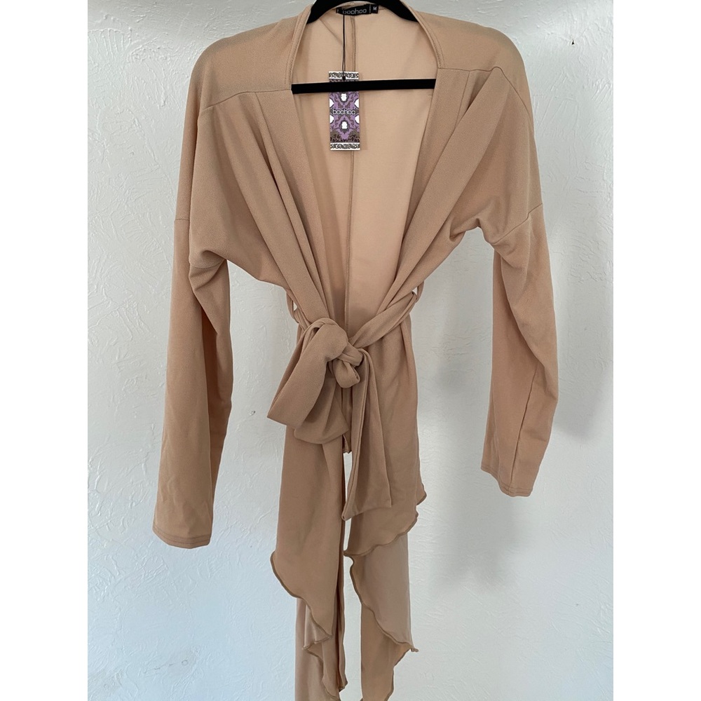NWT tan waterfall kimono with belt